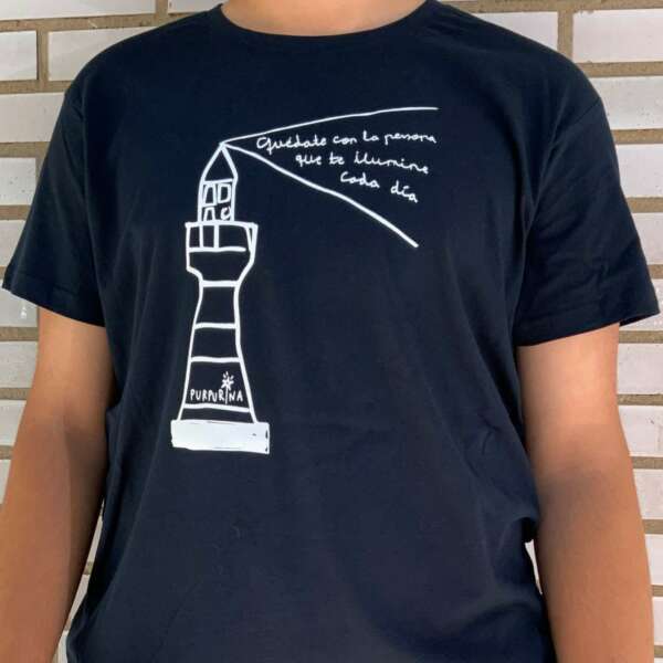 Camiseta Negra Hombre Faro Frase