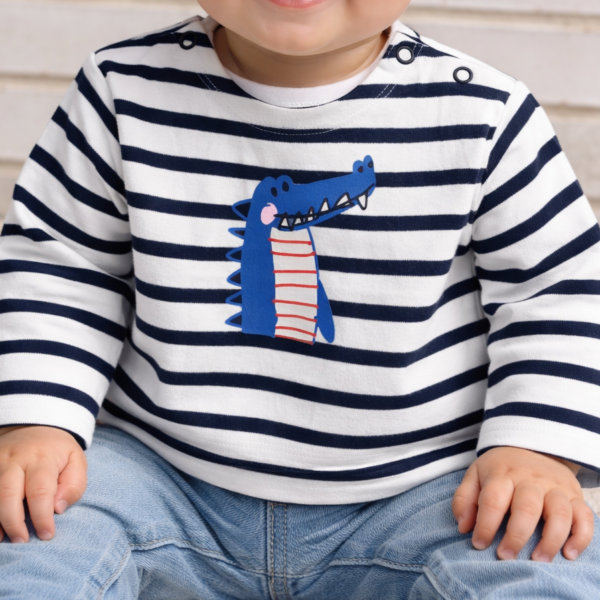 Camiseta Bebé de rayas "Cocodrilo"